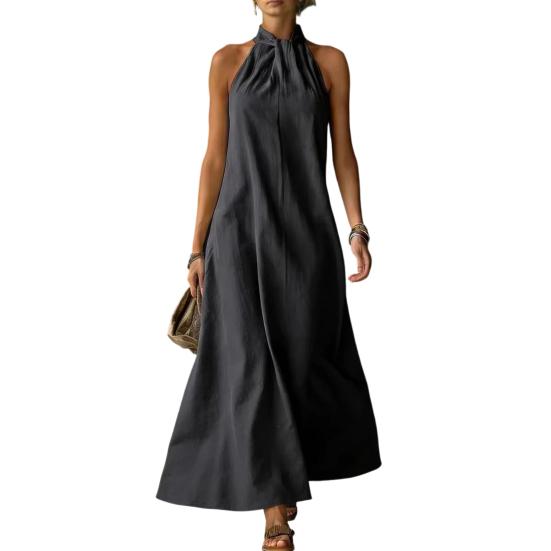 

Summer Maxi Dress for Women Sleeveless Halter A-line Long Dress Casual Flowy Beach Vacation XXXL