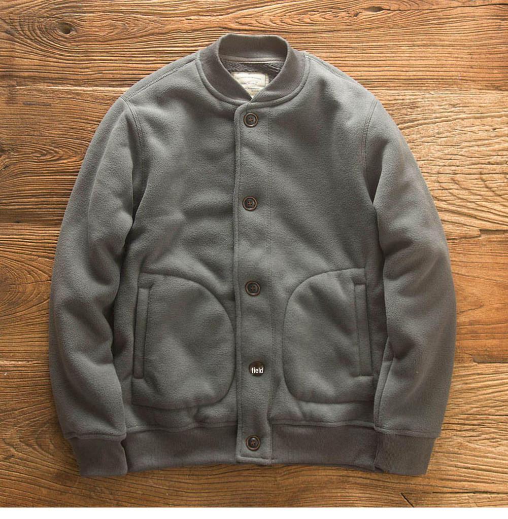 AmeKaji Herren Dicke Fleece Baseballkragen Jacke für Herbst/Winter