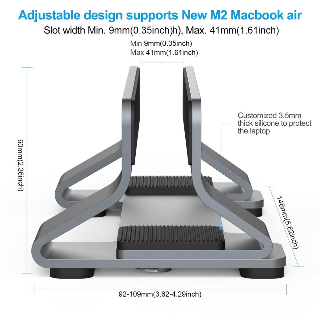 1pc Simple Practical Vertical Laptop Stand Tool-Free Adjustable Laptop Stand Holder Vertical Width From 0.35"-1.6" Support Almost All Laptop