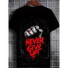 European sizes Men'S T-Shirt | Durable Black Crew Neck with "Never Give Up" Print, Lightweight and Comfortable for Gym and Casual Wear