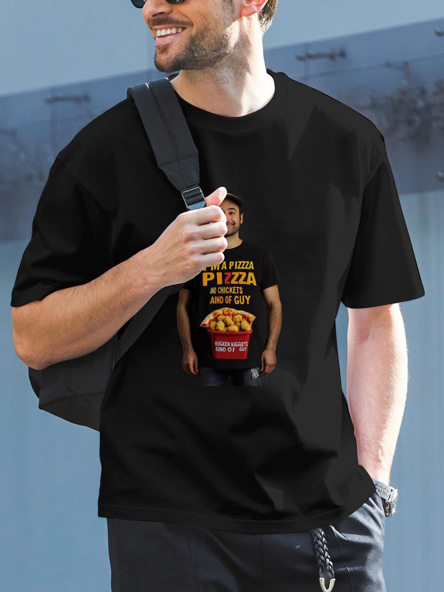 1pc Pizza and Chicken Nuggets Graphic T-shirt XXXXL