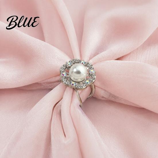 Elegant Scarf Accessory Retro Flower Ring Faux Pearl Rhinestone Clip Durable Clasp Decorative Silk Holder for Women Neckerchiefs Shawls Shirts