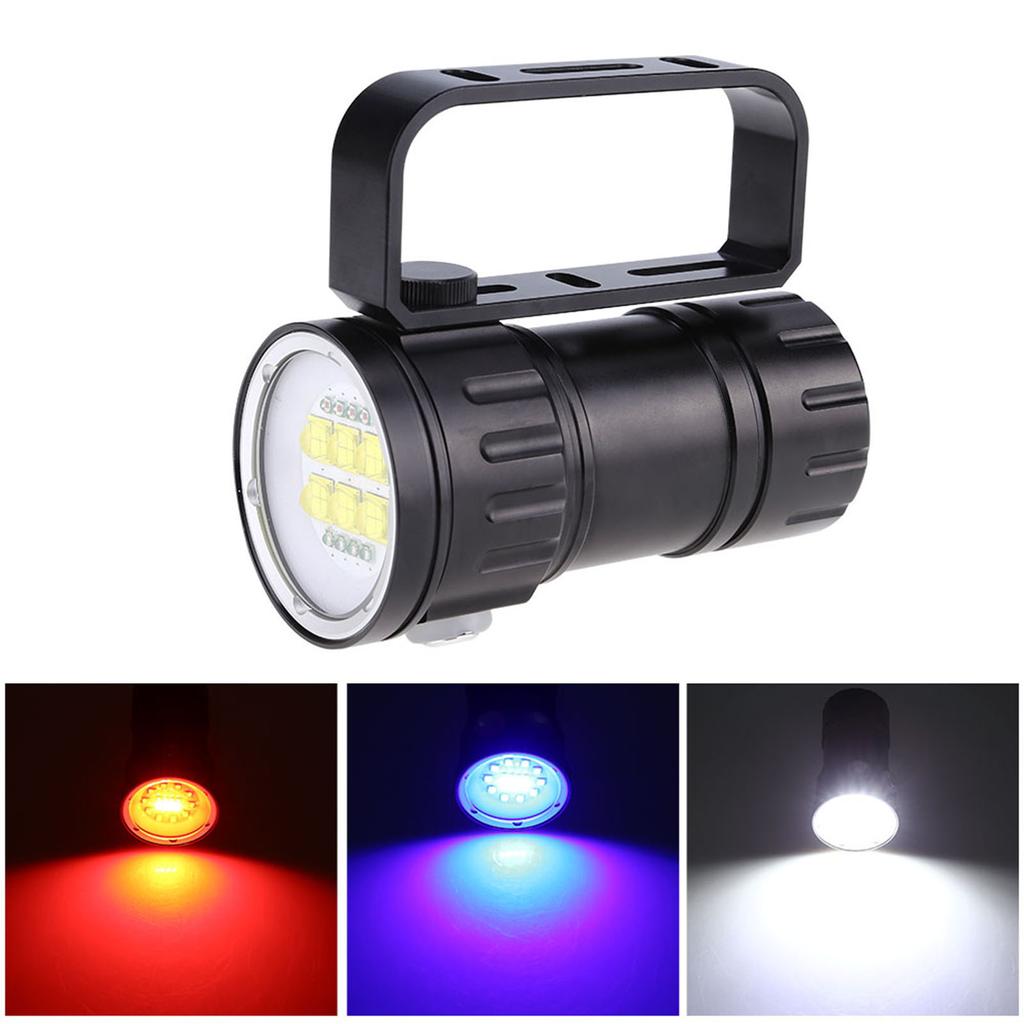 3.7V 28800Lm LED Photography Diving 80m Flashlight Torch with Bracket Stand