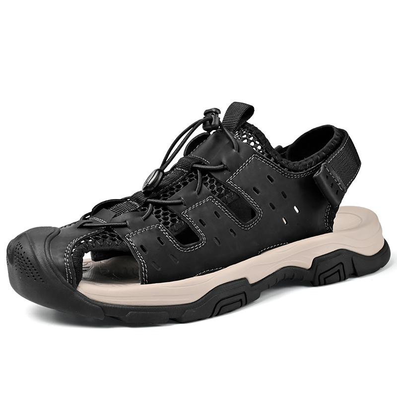 

Новые мужские сандалии мягкие сандалии из натуральной кожи мужские большие размеры 38-46 летняя обувь для отдыха на открытом воздухе удобные пляжные сандалии римские 46 чёрный