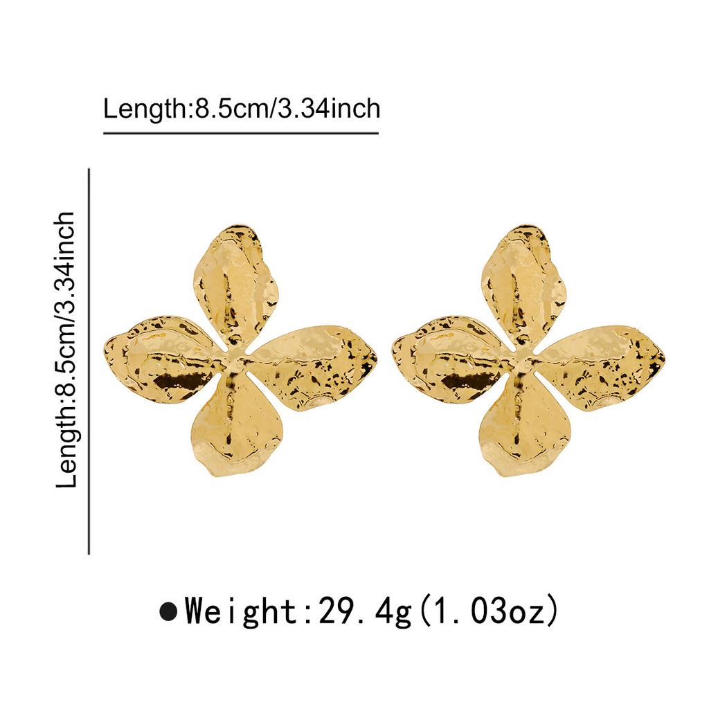 European American Exaggerated Big Flower Stud Earrings Retro Ins Petal Metal Sheet Earrings For Women Trendy Fashion Jewelry