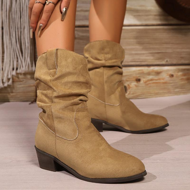 2024 Winter New Warm Wool Booties Ankle Boot Platform Shoes Turned-over Edge Casual Women Mid Boots Women's Fur Warm Snow Boots