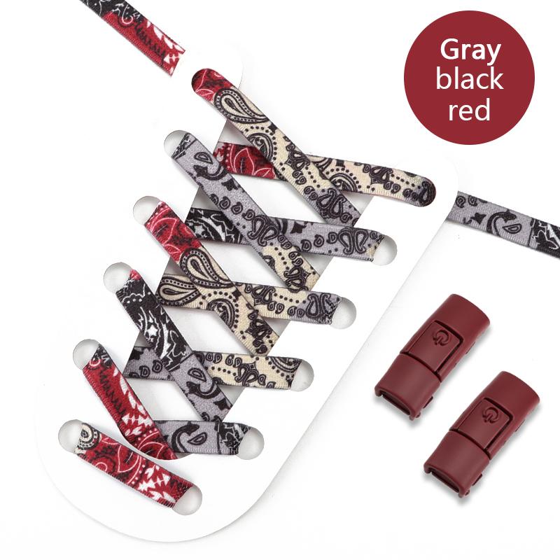 Nr. 8 bunte Press-Lock-Schnürsenkel ohne Bänder, Cashew-Blume, elastische Schnürsenkel, Sport, Kinder, Erwachsene, 8 mm dick, Tennis-Flats, Schnürsenkel ohne Bindeband