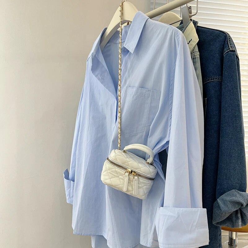 Abiti a maniche lunghe in tinta unita Blusa Mujer Camicetta in cotone primaverile e autunnale con tasche da donna Camicie casual allentate 29531