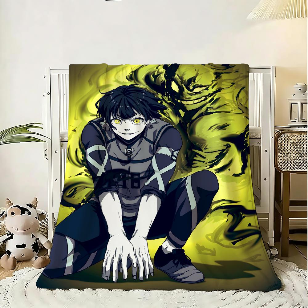 Classic Comics Blue Lock Throw 240G Flannel Blanket Lightweight Soft Skin-Friendly Summer Thin Throw Blanket