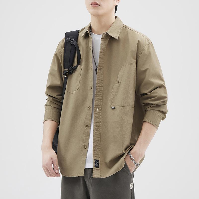 Black Japanese Retro Tooling Shirt Men'S Trendy Brand Loose Large Size Casual Ruffian Shirt Jacket Top Trendy