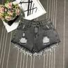 Women Denim Shorts Ripped Hole High Waist Button Zipper Closure Loose Fit A-line Plus Size Pockets Short Jeans Lady Dating Beach Shorts