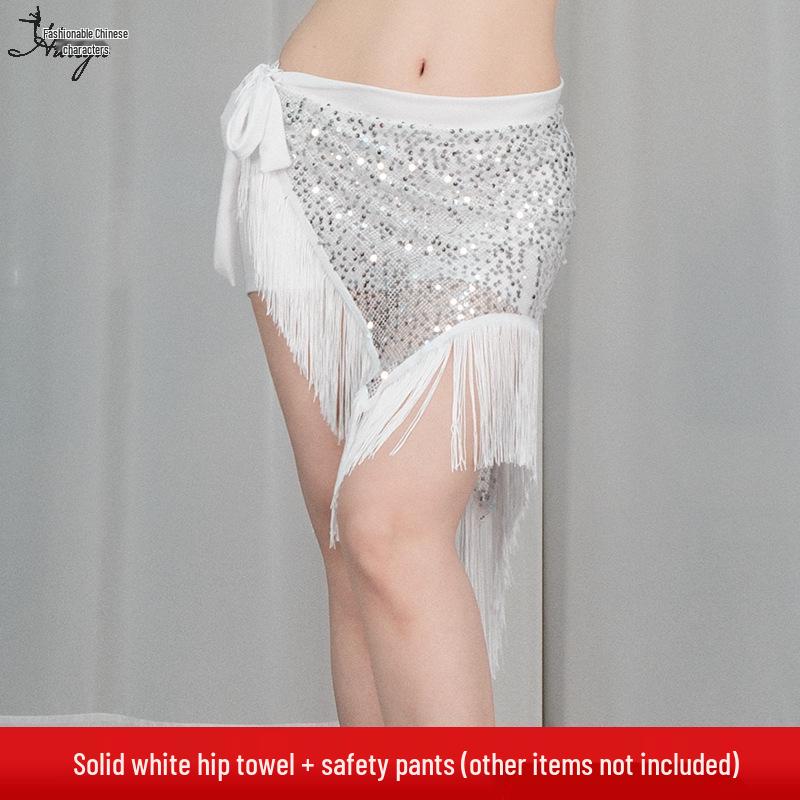 Orienttanz Hüfttuch: Pailletten-Taillenkette & Quasten für Bauchtanz-Übung und -Aufführung.