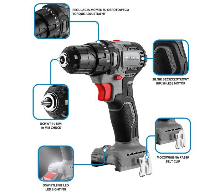 Wiertarko-Wkrętarka Aku. Bezszczotkowa Energy+ 18V Compact - T 58Ge139
