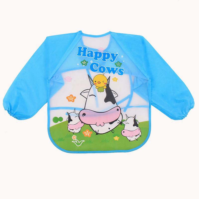 Baby Waterproof Bibs Apron Boys Girls Burp Cloth Toddler Child Newborn Feeding Painting Infant Long Sleeve Draw Animal Cartoon