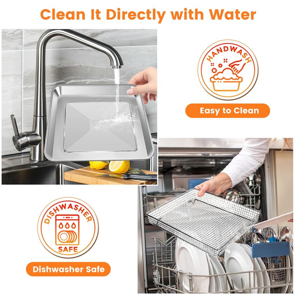 2025+ Stainless Steel Baking Tray Pan and Air Fryer Basket for Air Fryer TOA-060 and TOA-065 and TOA-070