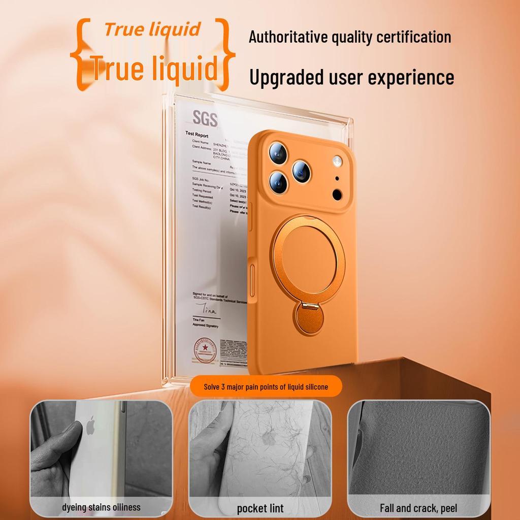 Custodia con Laccio per iPhone 17 Pro Max/Pro in Silicone Liquido Magnetica Anti-Caduta con Supporto a 360°