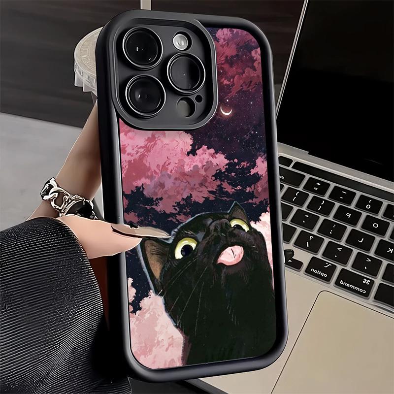 Phone Case for iPhone 17 Air 16E 15 16 Pro Max Cat Cute Kitten Cartoon Cover 14 Plus 13 12 Mini Soft Shell Silicone Fundas