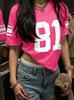 2025 Women American NO.81 Print Lightweight Breathable Mesh fabric V-Neck Short Sleeved baseball T-Shirt Women Jersey T-Shirt