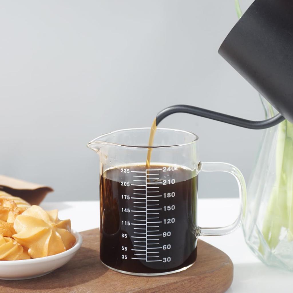 240ml Measuring Glass Espresso Measuring Cup Measuring Glass with Markings and Handle Shot Glass Measuring Cup Heat-Resistant Glass Thickened Glass