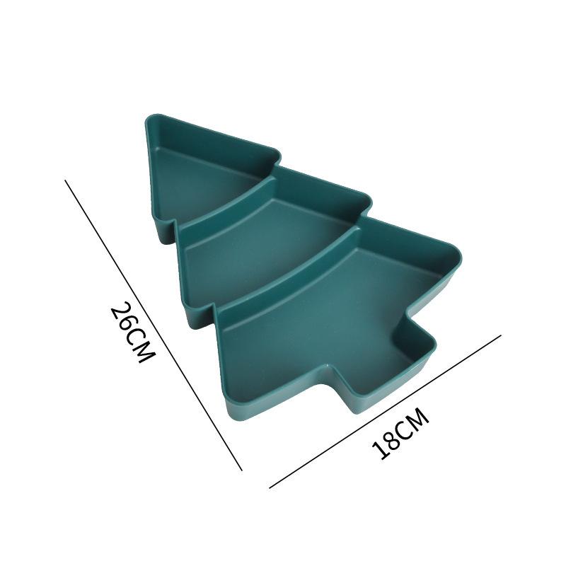 Christmas Tree Shaped Platter 3 Compartments Festival Food Serving Plate Holiday Dessert Divided Tray For Dried Fruits Nuts