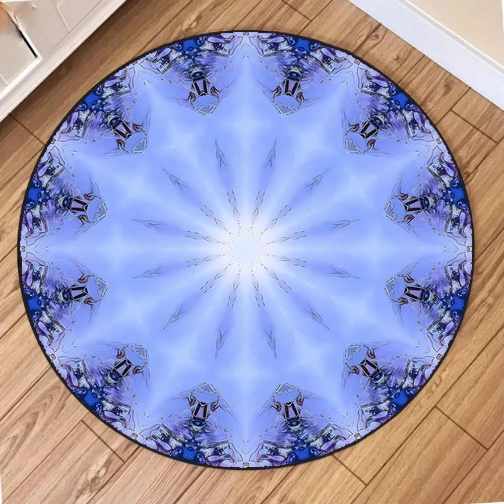 Colorful Mandala Printed Yoga Round Rug Girls Living Room Sofa Rug Home Bedroom Bedside Soft Rug Coffee Table Mat Reading Use