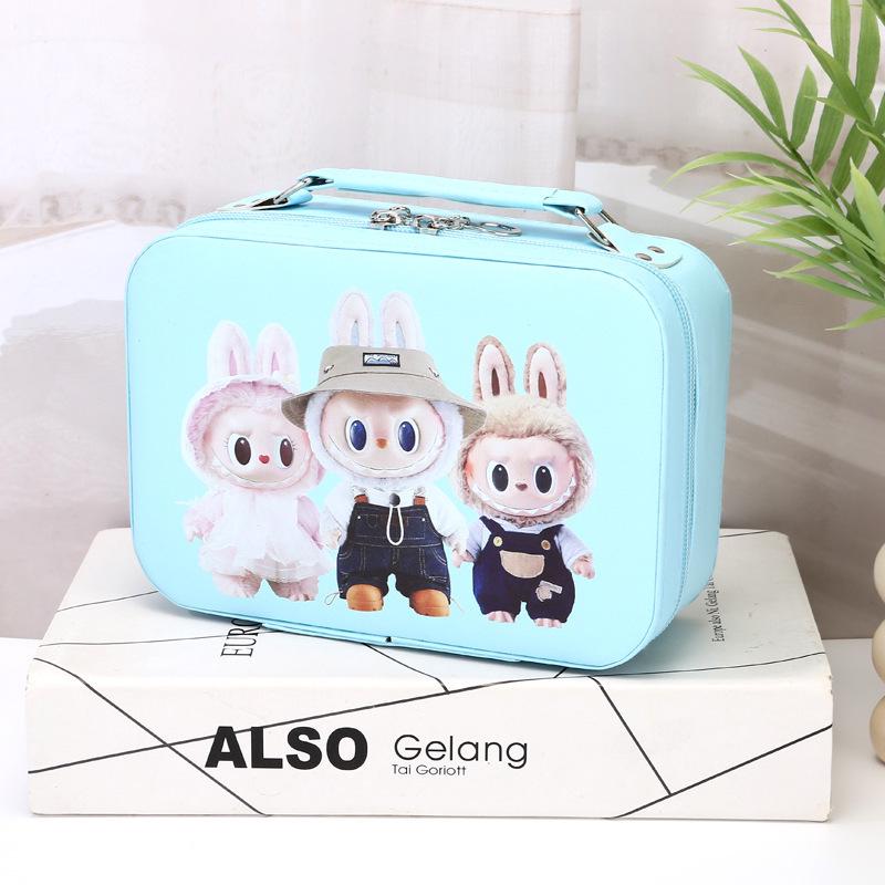 Přenosná víceúčelová plátěná kosmetická taška - Dětské velkokapacitní čtvercové úložné pouzdro