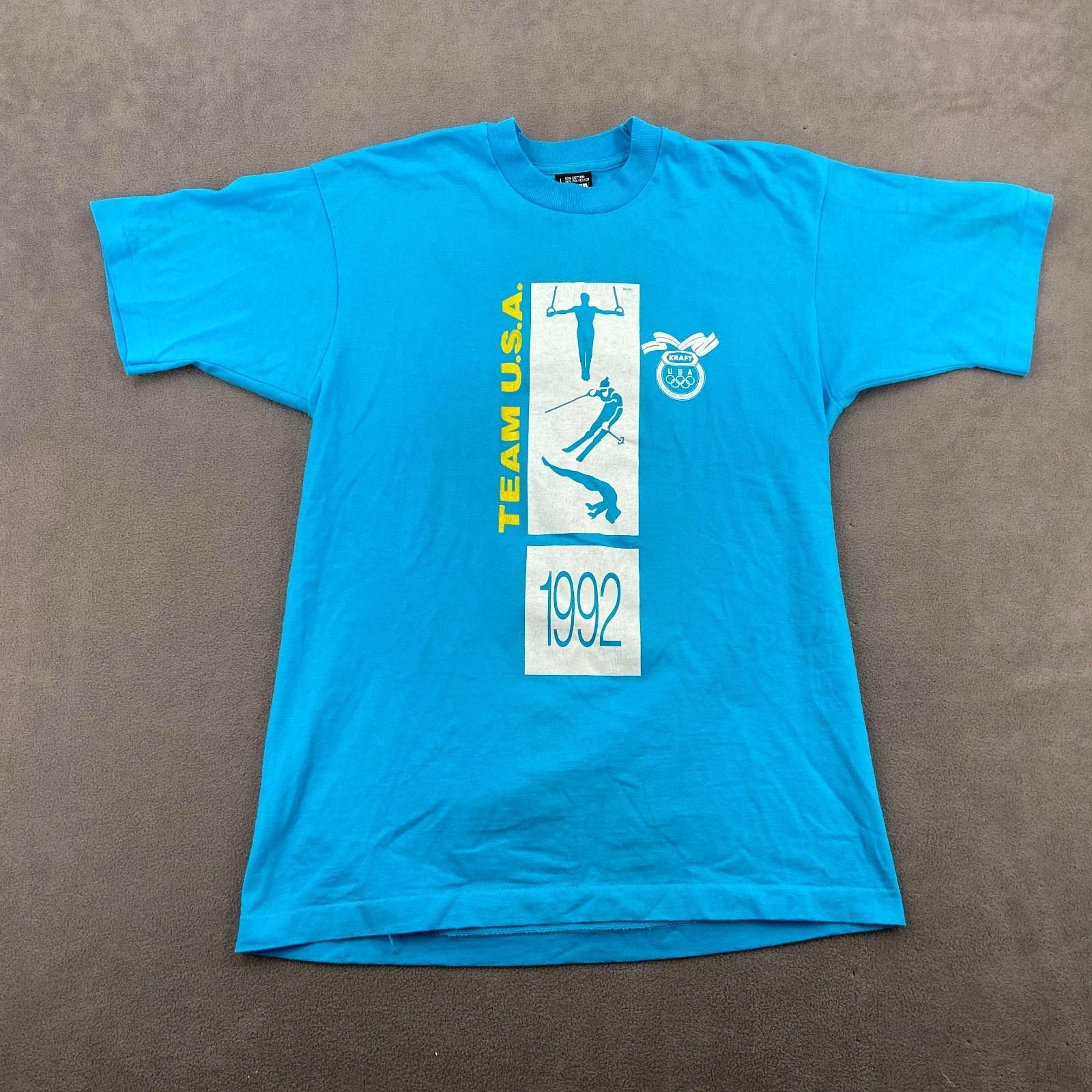 Vintage 1992 Team USA Olympics T Shirt Mens Large Blue Screen Stars Best Cotton 2XL