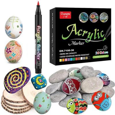 6/12/24/36 Farben Acryl-Markierungsstift, Acryl-Pinsel-Markierungsstifte für Weihnachtskunst, Felsmalerei, Kartenherstellung, Stein, Metallkeramik