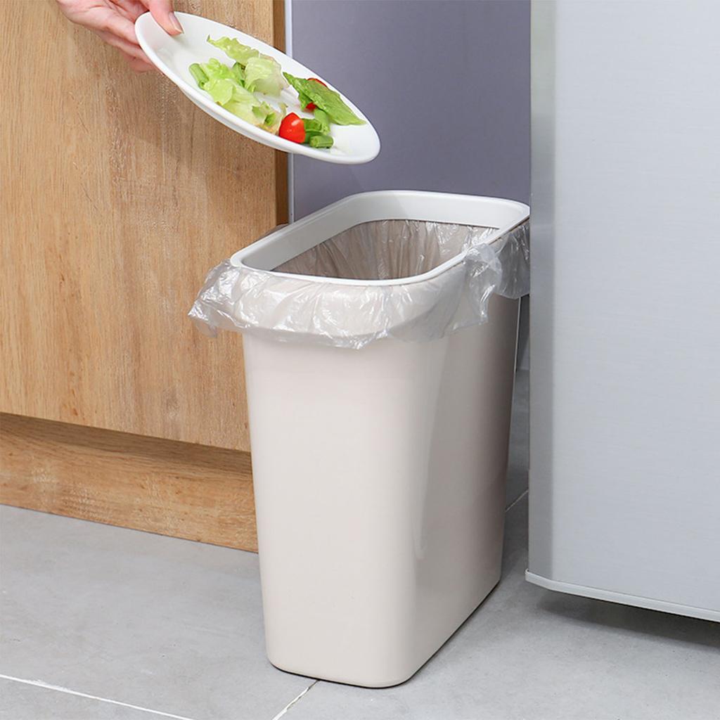 Narrow Trash Bin Rectangular Pressure Ring Space Saving Slim Trash Can Home Wastebasket for Bathroom Kitchen