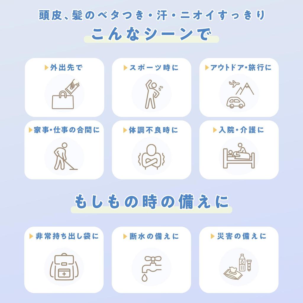 LEC Pocket Etiquette Portable Waterless Shampoo 10 Sheets X 6 Made In Japan For and Illnesses Contains Cleansing Ingredients Mildly Acidic No Rinse