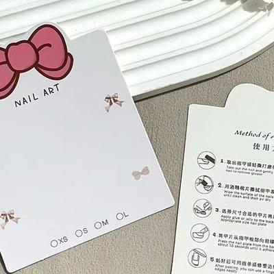 10Pcs Cartoon New Style Bow Tie False Nails Display Cards False Nail Tips Portable Nail Photography Props Manicure Showing Tools