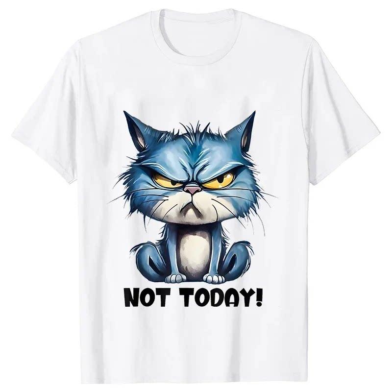 Funny Sarcastic Cat Tshirt Unisexs Vintage Aesthetic Streetwear Cute Humorous Animal Graphic Short Sleeve Casual Top