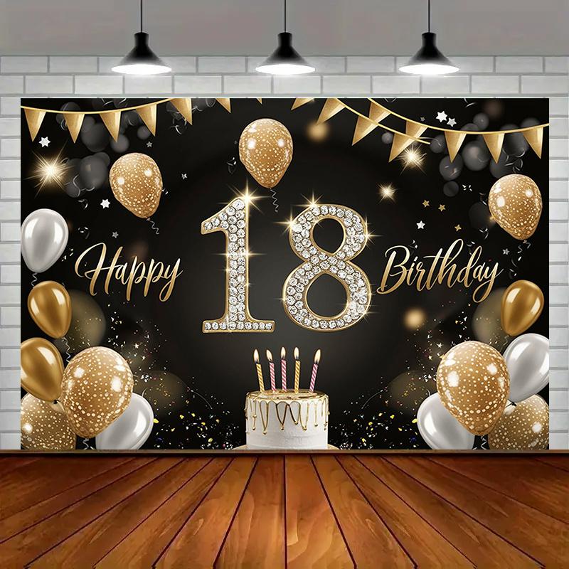 1 pair, 2D flat, 18th birthday party banner - elegant polyester background, suitable for home décor, room wall decoration, wsj