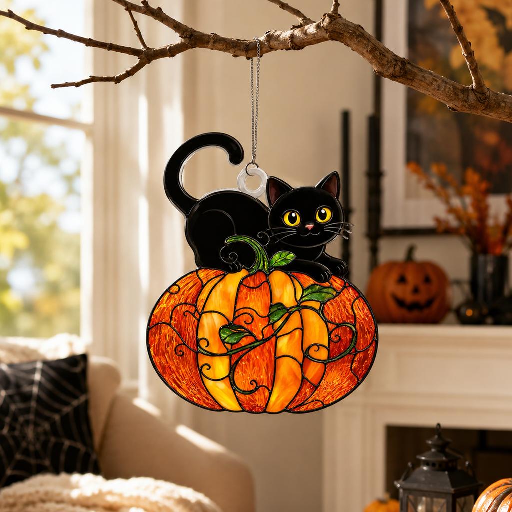 Halloween Pumpkin Acrylic Ornament 2D Faux Glass Tabletop Decor for Holiday Party