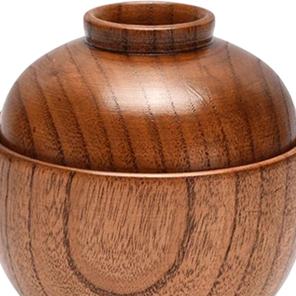 Wooden Bowl with Lid Japanese Style Children Mixing Fruit Small Bowls