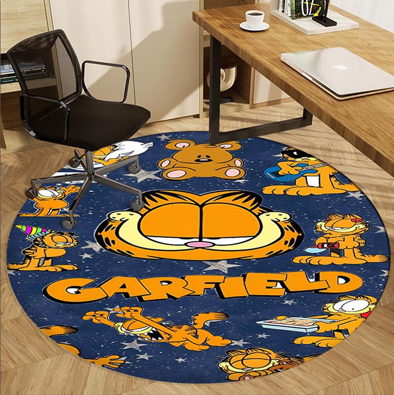 Garfield Pattern Round Rug, Indoor/Outdoor Mat, for Picnic, Gameroom, Bedroom, Office, Living Room, Home Decor Carpet, Birthday Gift