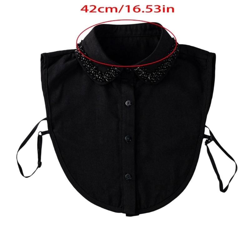 Abnehmbarer Kragen Knopf RHalbarm Hemdbluse Faux-Perlen und Perlenverzierungen für schnelle Outfitwechsel Verschiedene Anlässe
