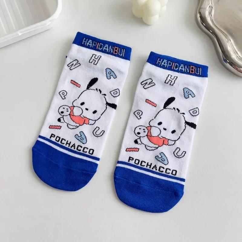 5pairs Kawaii Sanrio Socks Pochacco Anime Cute Summer Student Movement Comfortable Breathable Cartoon Socks Toys for Girls Gifts