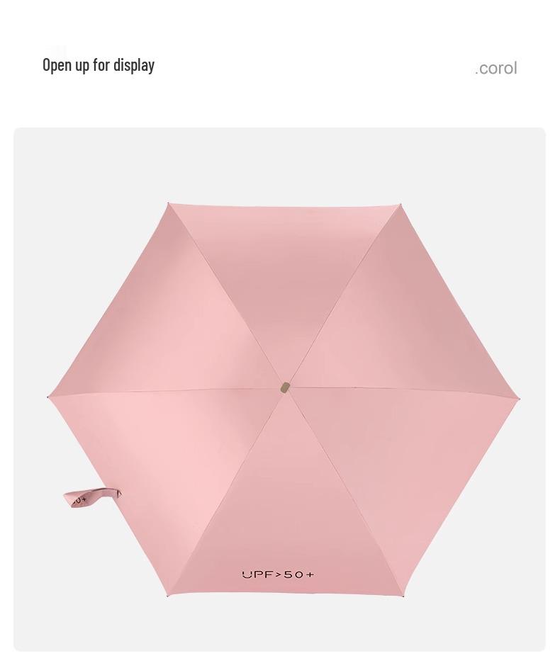 UV Flat Five-Fold Women's Sun & Rain Mini Umbrella - Black Glue Sunshade & Sunscreen, Customizable Design