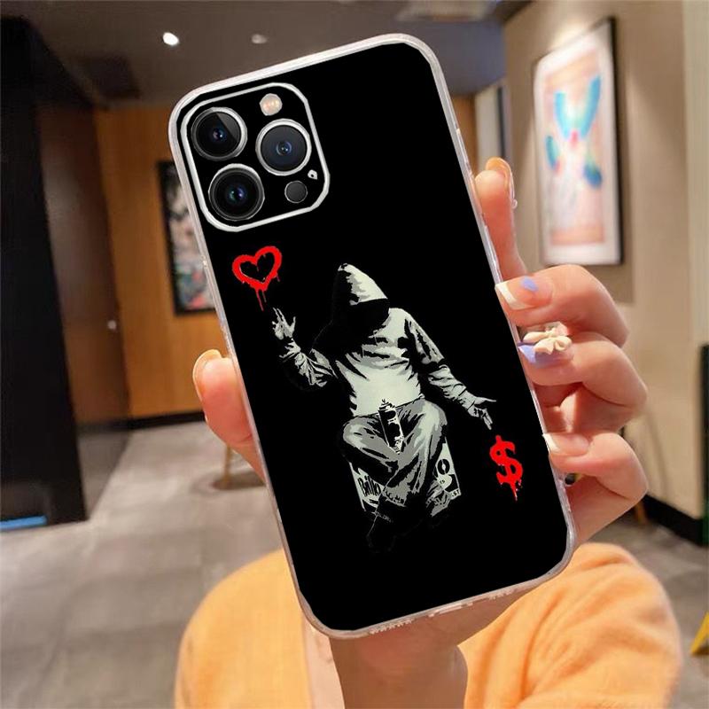 Street Art Banksy Graffiti Phone Case For Iphone 17 Pro Max Air 16 15 14 13 Pro Max 15 16 Pro 15Plus