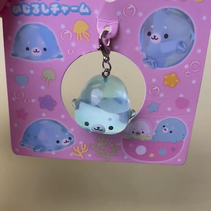 Cute 3D Seal Keychain Solid White Transparent Blue Ocean Animal Mini Bag Charm Pendant For Women Girls Key Chains Jewelry