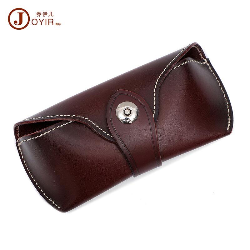 JOGUJOS Genuine Leather Glasses Case Retro Sunglasses Sunglasses Universal Cowhide Glasses Bag Portable Anti-pressure Glasses Case