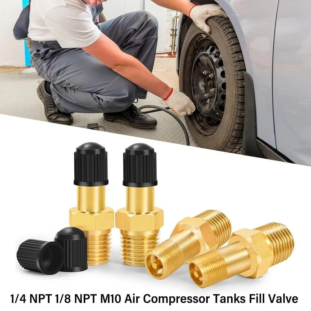 Male Threaded Connection Air Tank Fill Valve Brass Automobile Tire Valve Core Air Compressor Tanks