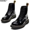 Laser Tooling Boots Women's Patent Leather Couple Short Boots Men's and Women's Leather Boots Round