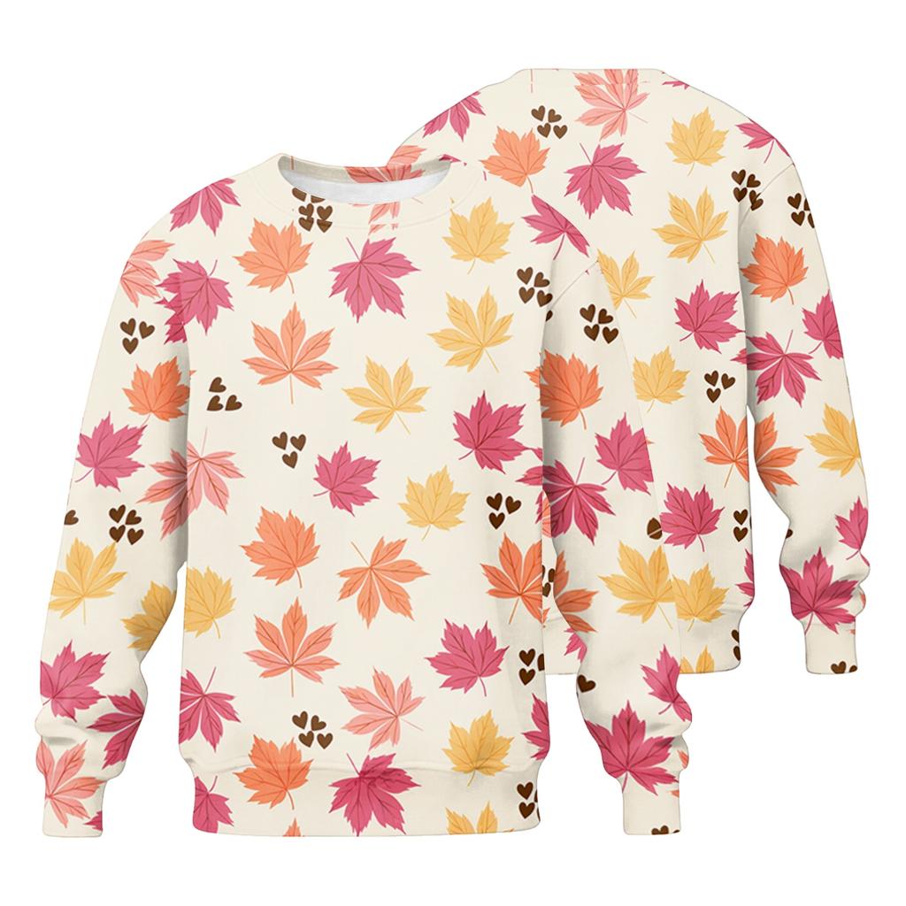 Men's Casual Long Sleeve Loose Fit Round Neck Printed T-Shirt