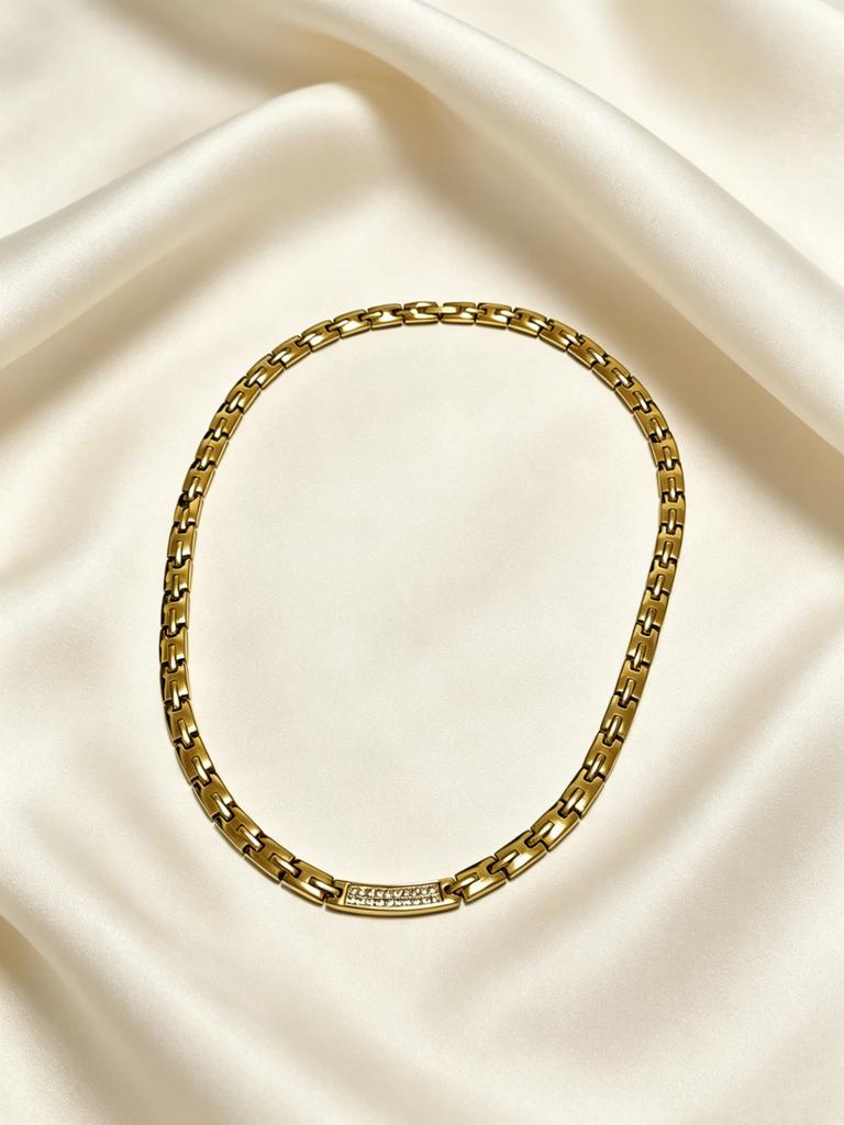 Luxury Chain Necklace with Diamond Accent, Minimalist Statement Necklace for Women Daily Wear GIft