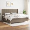 Maison Exclusive - Bed Slat Base with Taupe Mattress 200x200 Cm Fabric