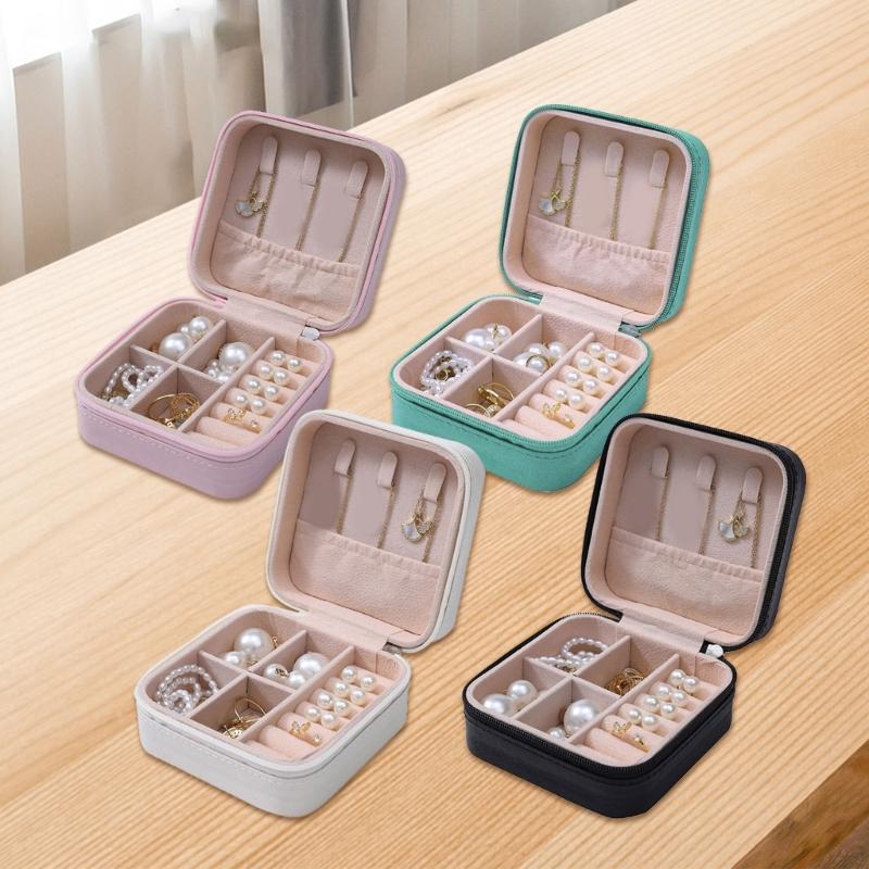 PU Leather Jewelry Box Accessory Organizer with Soft Velvets Interior Storage Case for Earrings Bracelets Necklaces