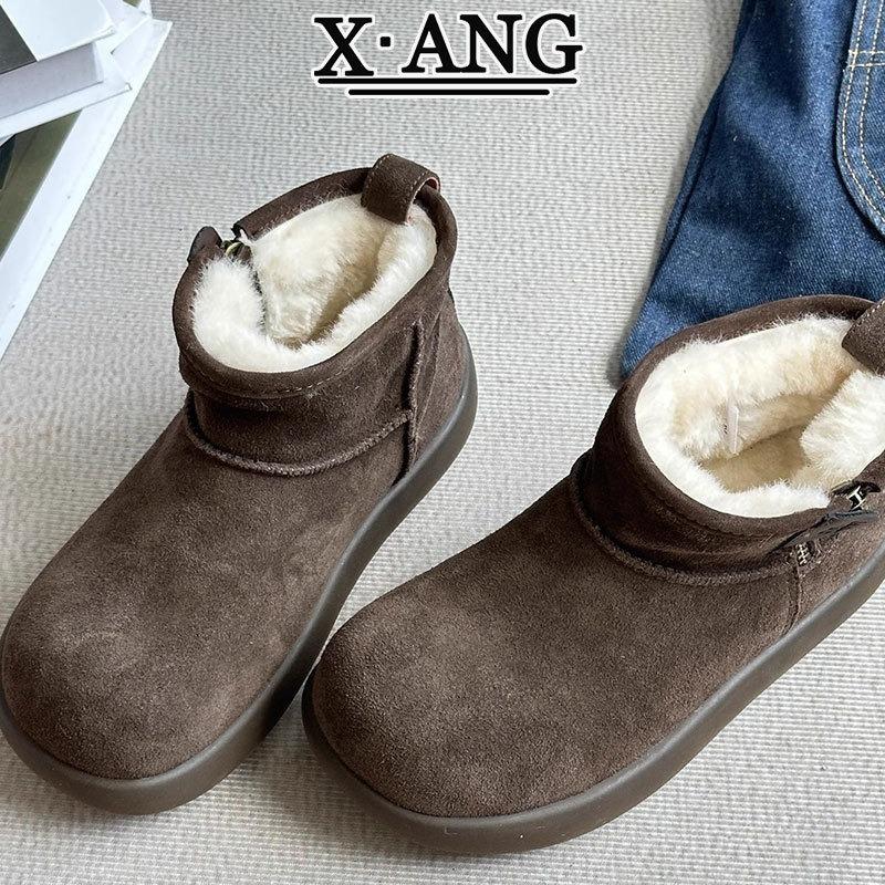 Sheepskin and fur integrated snow boots women's small short boots thick-soled non-slip velvet thickened warm small potato cotton shoes