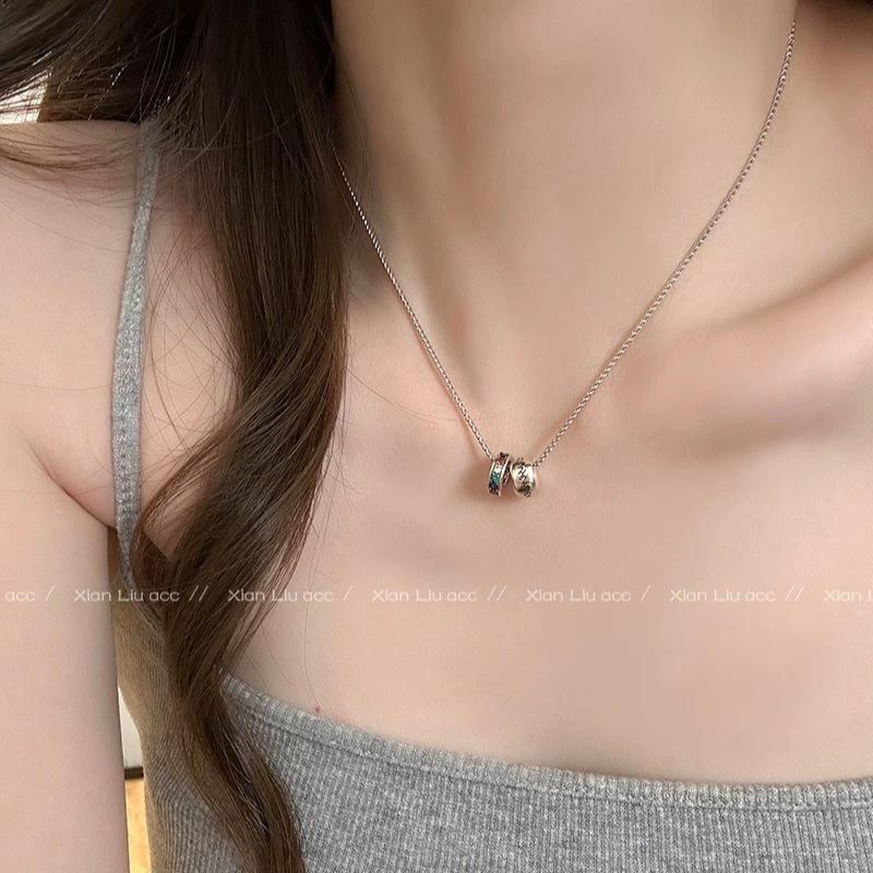 Retro Double-ring Necklace for Women - Collar Chain for High-end Formal Wear